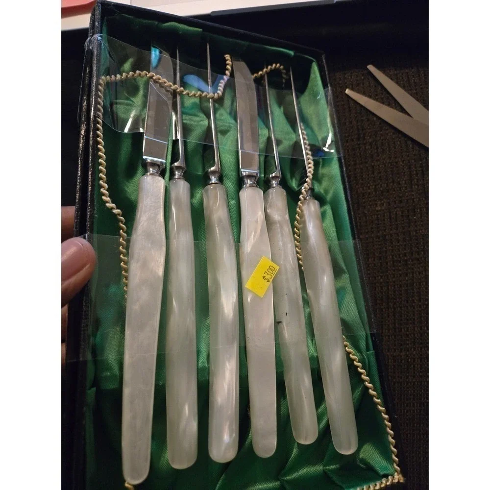 Vintage MCM Cocktail Knifes Faux Pearl‎ Handles Solingen Germany